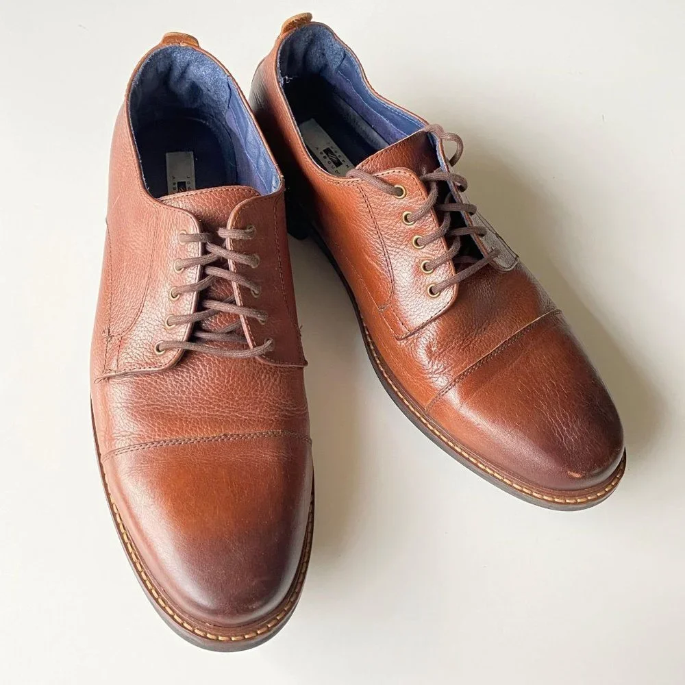 size 12 D shoes mens oxford Joseph Abboud ‎ brown leather lace up “harold”